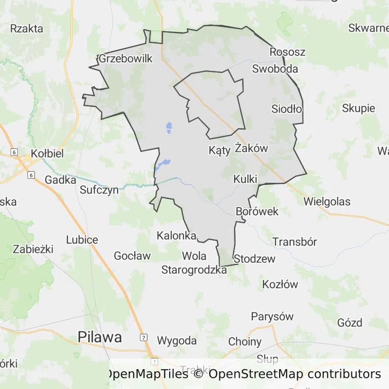 Mapa z zaznaczonym Siennicy