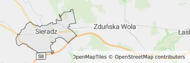 Mapa z zaznaczonym Sieradzem