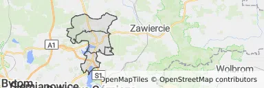 Mapa z zaznaczonym Siewierzem