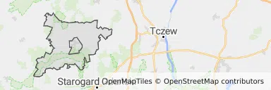 Mapa z zaznaczonym Skarszewami