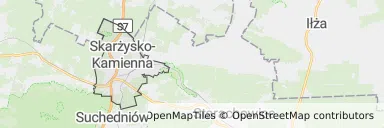 Mapa z zaznaczoną Skarżysku-Kamiennej