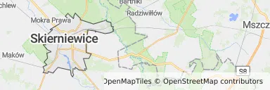 Mapa z zaznaczonymi Skierniewicami