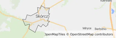 Mapa z zaznaczonym Skórczem