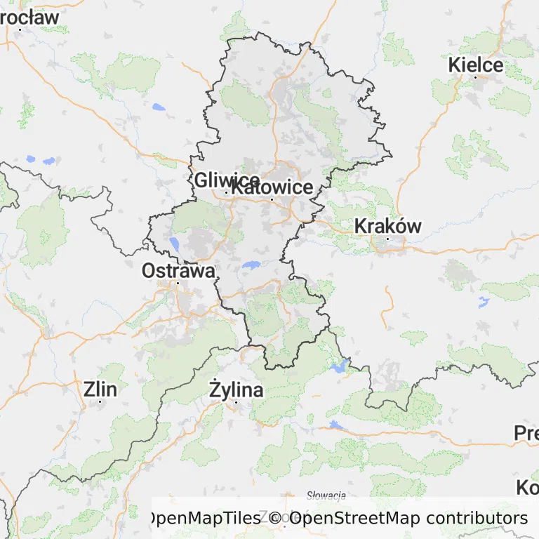 Mapa z zaznaczonym województwem śląskim