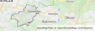 Mapa z zaznaczonym Sławkowem