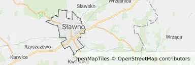 Mapa z zaznaczonym Sławnem