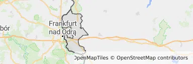 Mapa z zaznaczonymi Słubicami