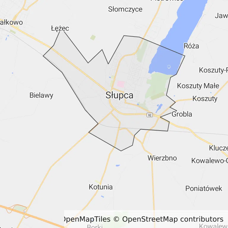Mapa z zaznaczoną Słupcy
