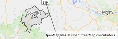 Mapa z zaznaczoną Sokółką