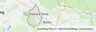 Mapa z zaznaczoną Stalowej Woli