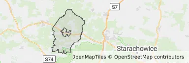 Mapa z zaznaczonym Stąporkowem