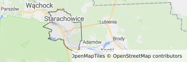 Mapa z zaznaczonymi Starachowicami