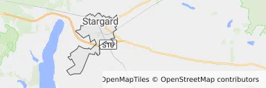 Mapa z zaznaczonym Stargardzem