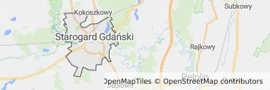 Mapa z zaznaczonym Starogardzie Gdańskim