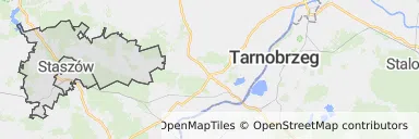 Mapa z zaznaczonym Staszowem