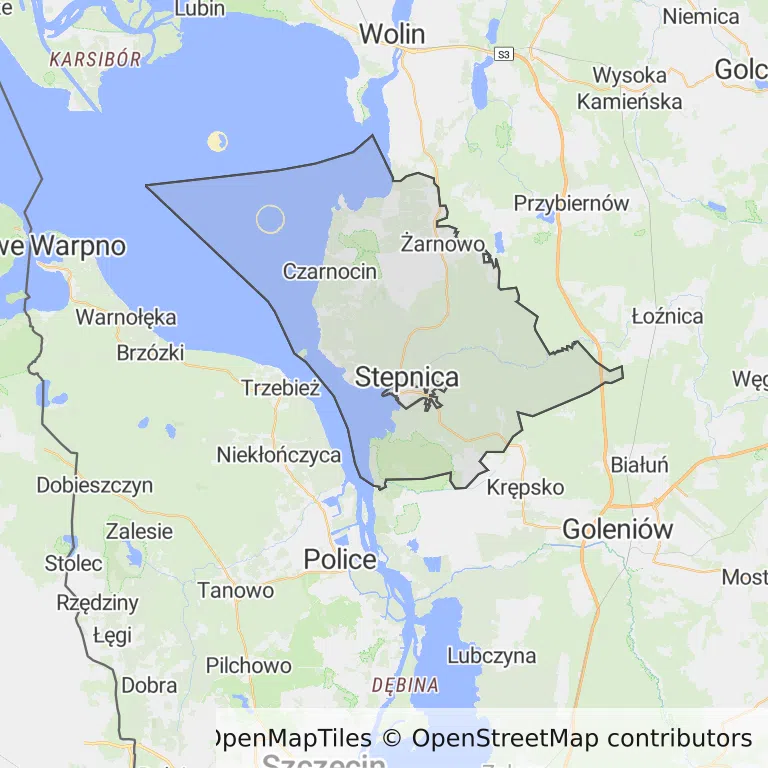 Mapa z zaznaczonym Stepnicy