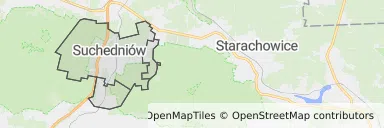 Mapa z zaznaczonym Suchedniowem