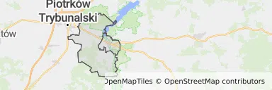 Mapa z zaznaczonym Sulejowem