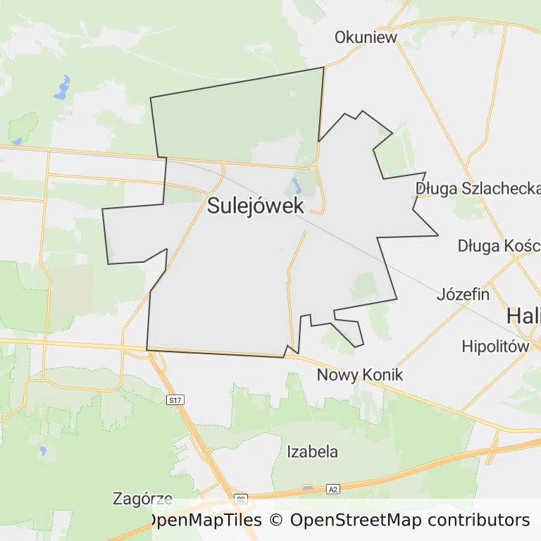Mapa z zaznaczonym Sulejówkiem