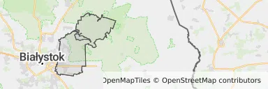 Mapa z zaznaczonym Supraślu