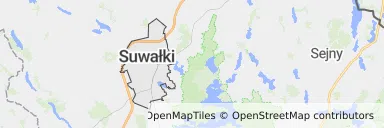 Mapa z zaznaczonym Suwałkami