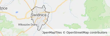 Mapa z zaznaczonym Świdnicy