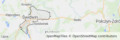Mapa z zaznaczonym Świdwinem