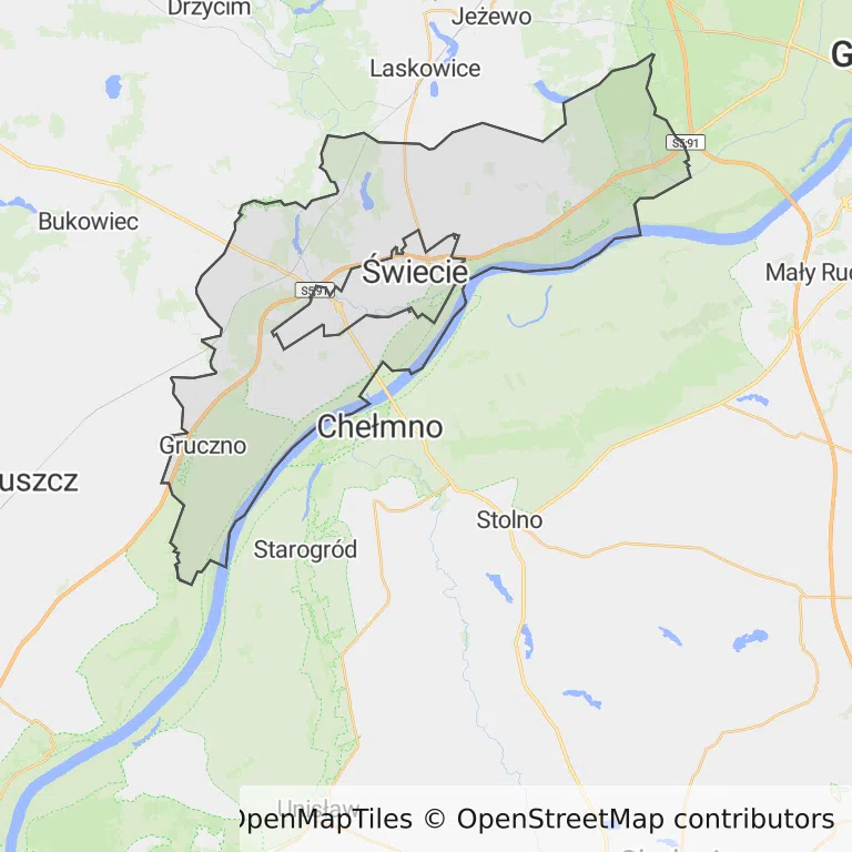 Mapa z zaznaczonym Świeciu