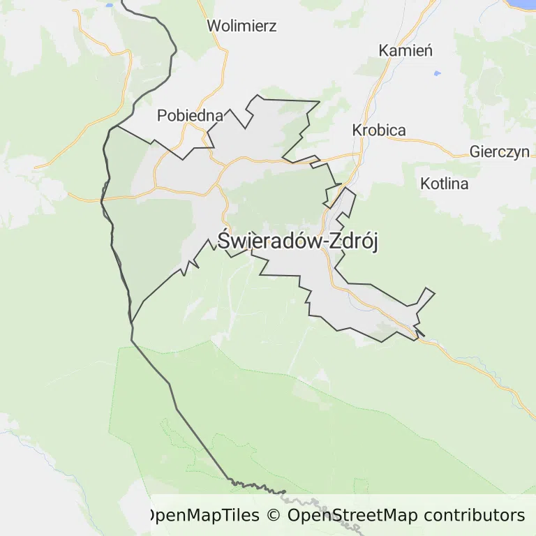Mapa z zaznaczonym Świeradowie-Zdroju