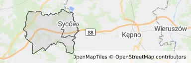 Mapa z zaznaczonym Sycowem