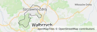 Mapa z zaznaczonym Szczawnie-Zdroju