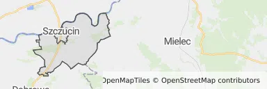 Mapa z zaznaczonym Szczucinem