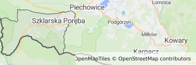 Mapa z zaznaczoną Szklarskiej Porębem