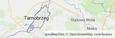 Mapa z zaznaczonym Tarnobrzegiem