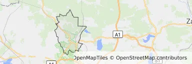 Mapa z zaznaczonym Tarnowskich Górami