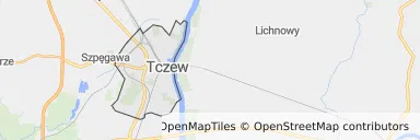 Mapa z zaznaczonym Tczewem