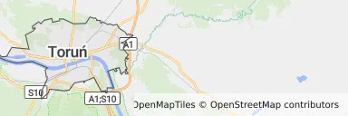 Mapa z zaznaczonym Toruniem