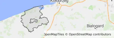 Mapa z zaznaczonym Trzebiatowem