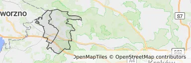 Mapa z zaznaczoną Trzebini