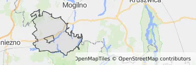 Mapa z zaznaczonym Trzemesznem