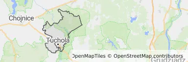 Mapa z zaznaczoną Tucholi