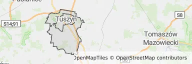 Mapa z zaznaczonym Tuszynem