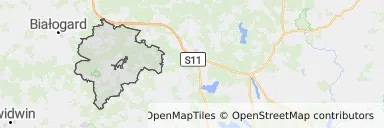 Mapa z zaznaczonym Tychowem