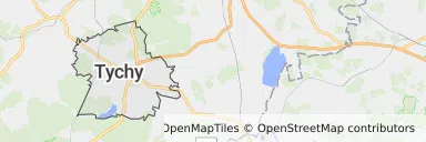Mapa z zaznaczonym Tychami