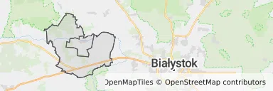 Mapa z zaznaczonym Tykocinem