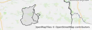 Mapa z zaznaczonymi Tyszowcami