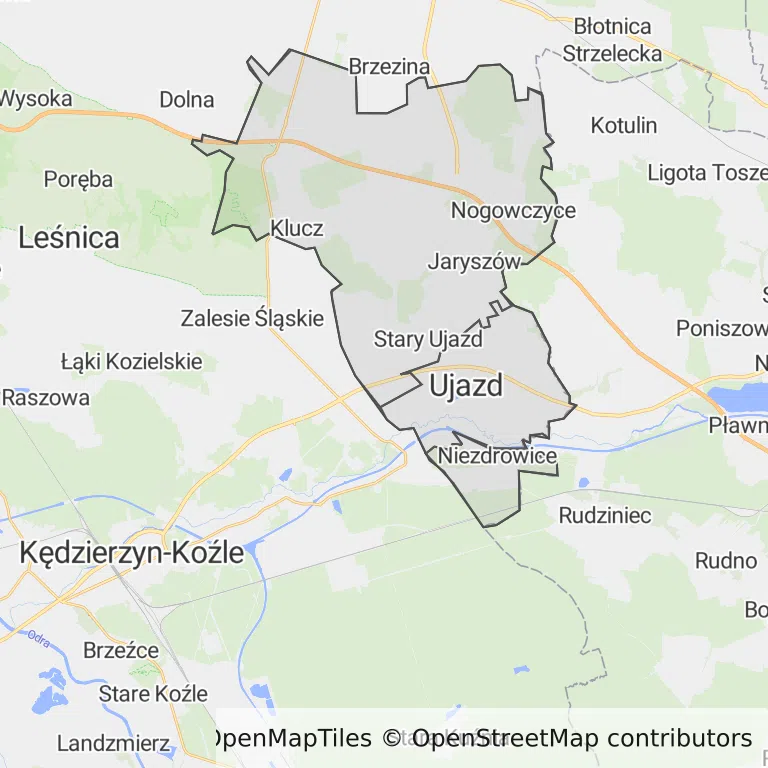 Mapa z zaznaczonym Ujeźdzem