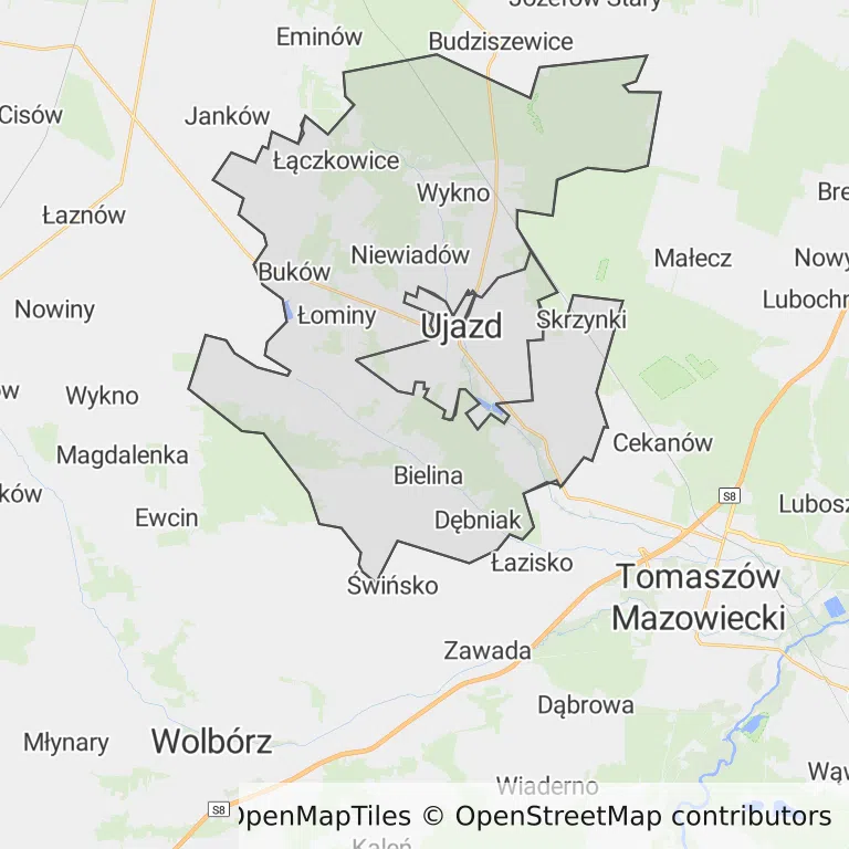 Mapa z zaznaczonym Ujeźdzem