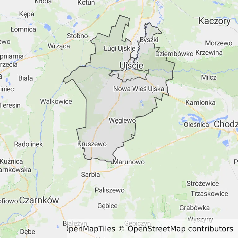 Mapa z zaznaczonym Ujściu