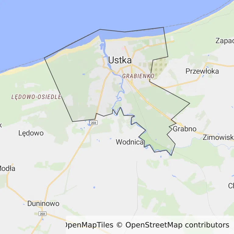 Mapa z zaznaczoną Ustką